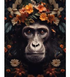 Monkey with Flowercrown Art Print 40x50cm