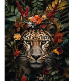 Leopard with Flowercrown Art Print 40x50cm