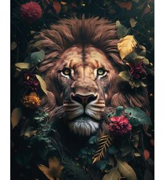 Floral Jungle Lion Art Print 40x50cm