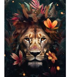 Lion with Flowers Art Print 40x50cm