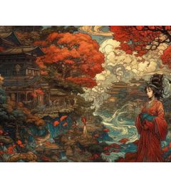 China Garden Autumn Art Print 40x50cm