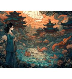 China Garden Temples Art Print 40x50cm