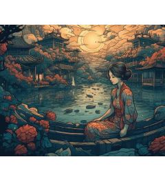 China Garden Serene Lake Art Print 40x50cm
